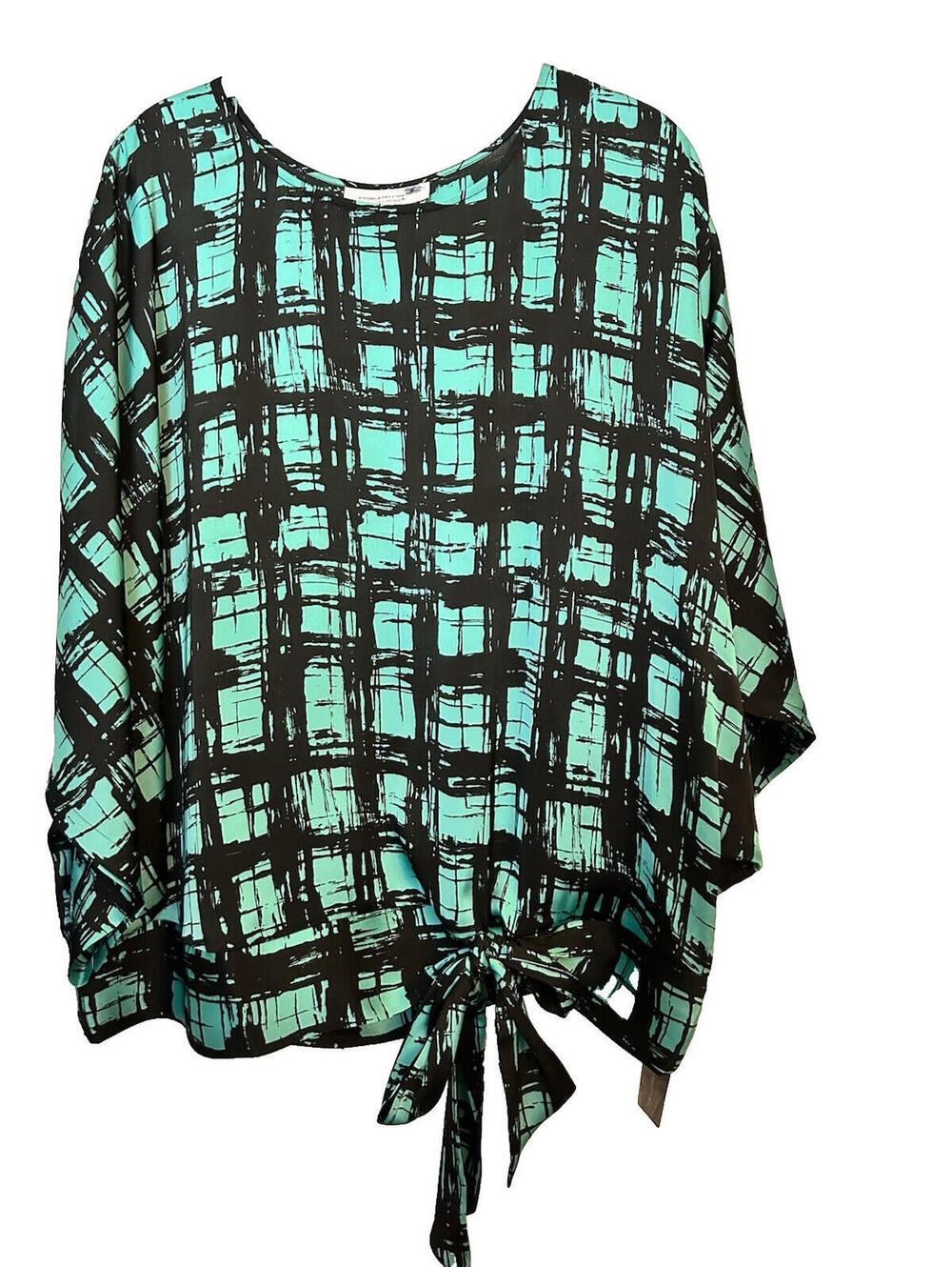 Completely Me by Liz Lange Turquoise & Black Short Sleeve Top - 1X - NWT